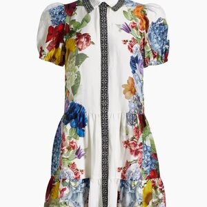 Alice + Olivia Claire Floral Puff-Sleeve Shirtdress